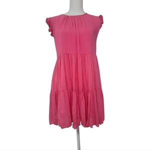 HOUSE of HARLOW 1960 Pink Pleated Sundress with Flutter Sleeves
